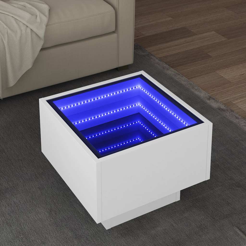 vidaXL Stolik boczny z LED, biały, 40x40x30 cm