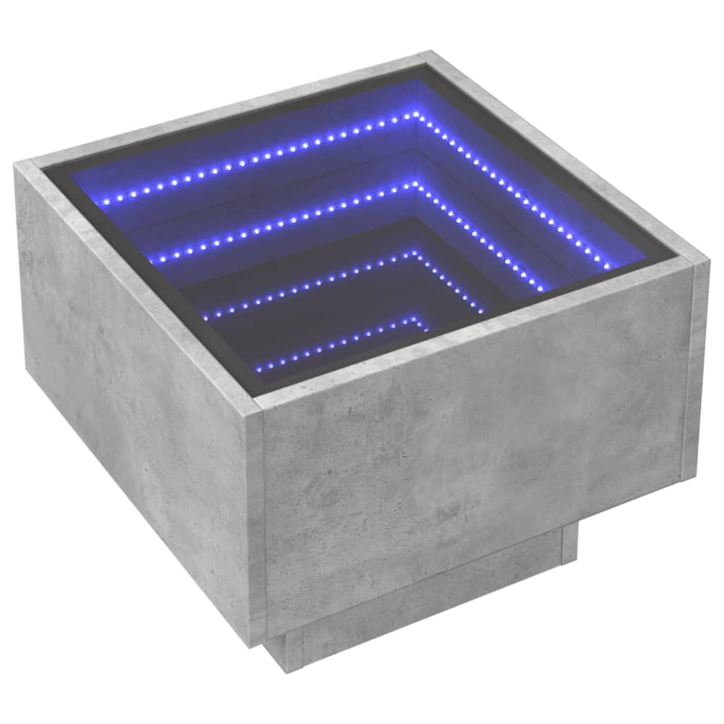 vidaXL Stolik boczny z LED, szarość betonu, 40x40x30 cm