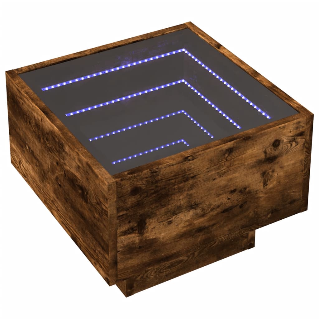 vidaXL Stolik boczny z LED, dąb opalany, 40x40x30 cm