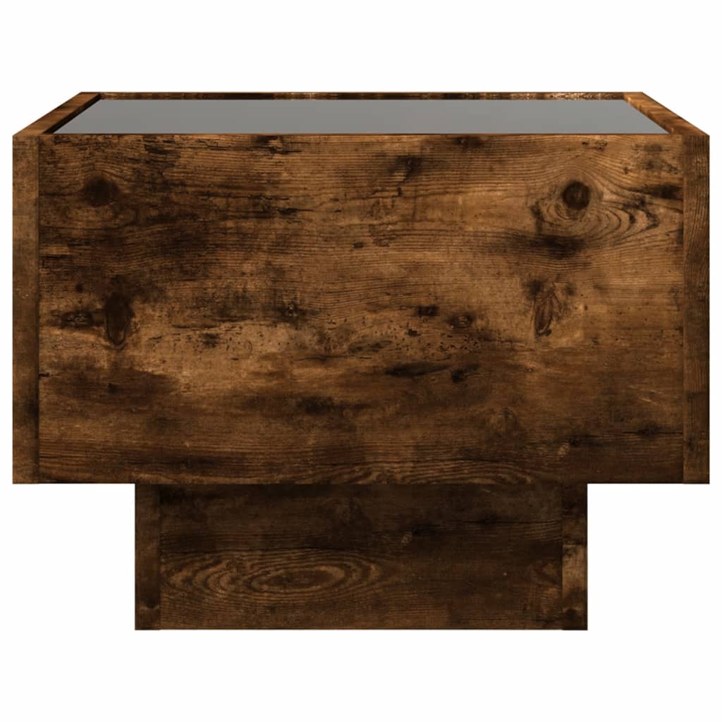 vidaXL Stolik boczny z LED, dąb opalany, 40x40x30 cm