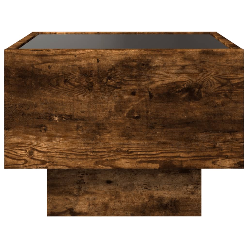 vidaXL Stolik boczny z LED, dąb opalany, 40x40x30 cm