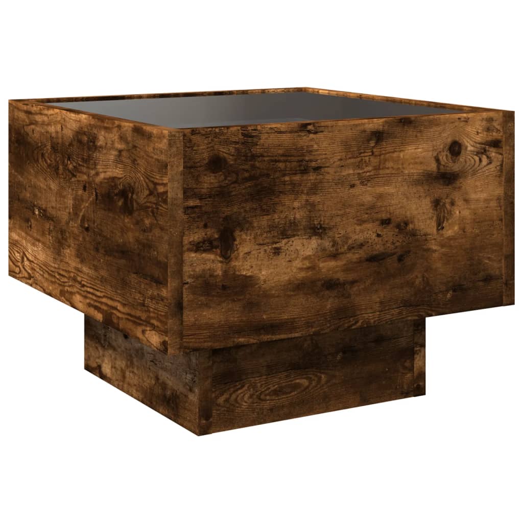 vidaXL Stolik boczny z LED, dąb opalany, 40x40x30 cm