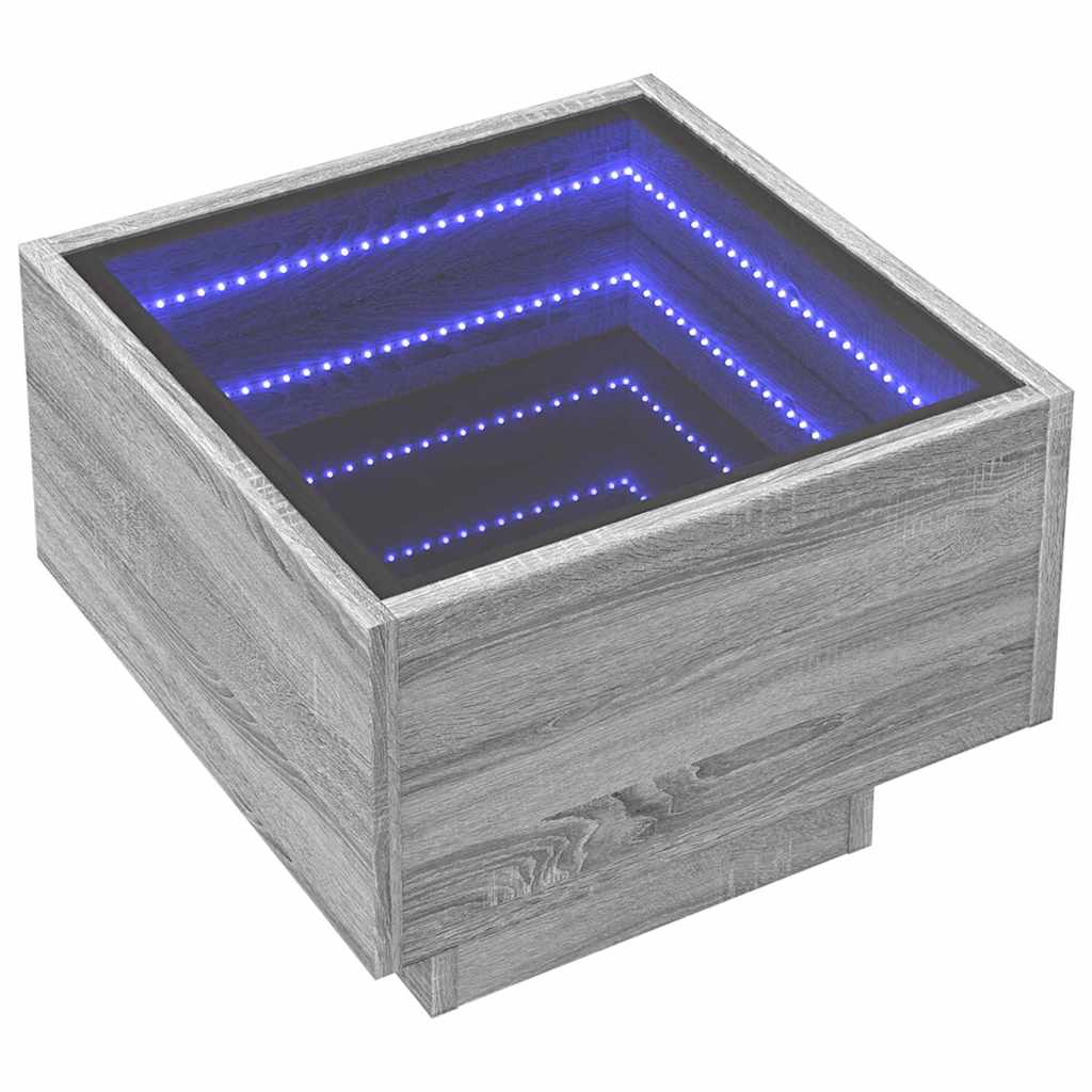 vidaXL Stolik boczny z LED, szary dąb sonoma, 40x40x30 cm
