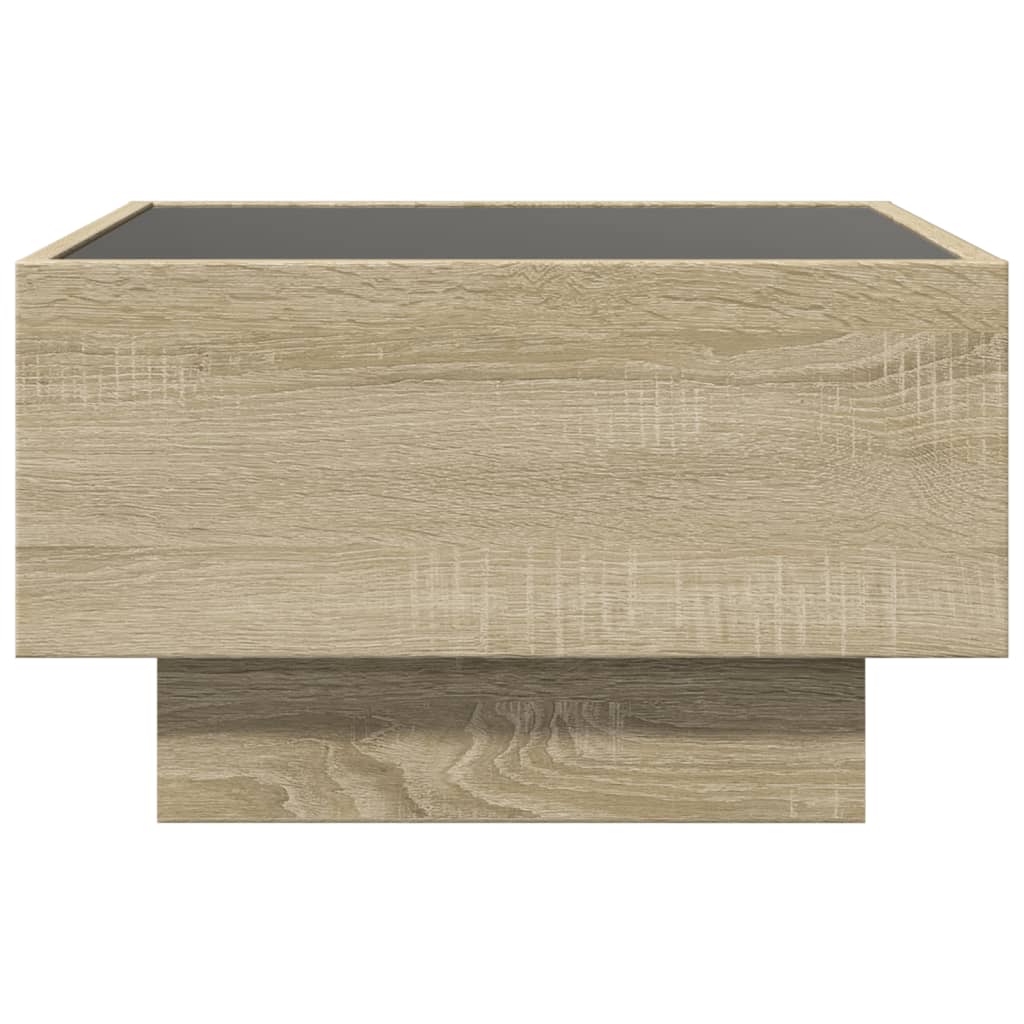vidaXL Stolik kawowy z LED, dąb sonoma, 50x50x30 cm