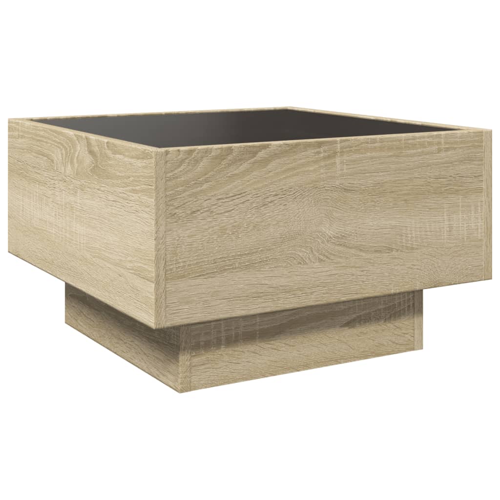 vidaXL Stolik kawowy z LED, dąb sonoma, 50x50x30 cm