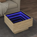 vidaXL Stolik kawowy z LED, dąb sonoma, 50x50x30 cm