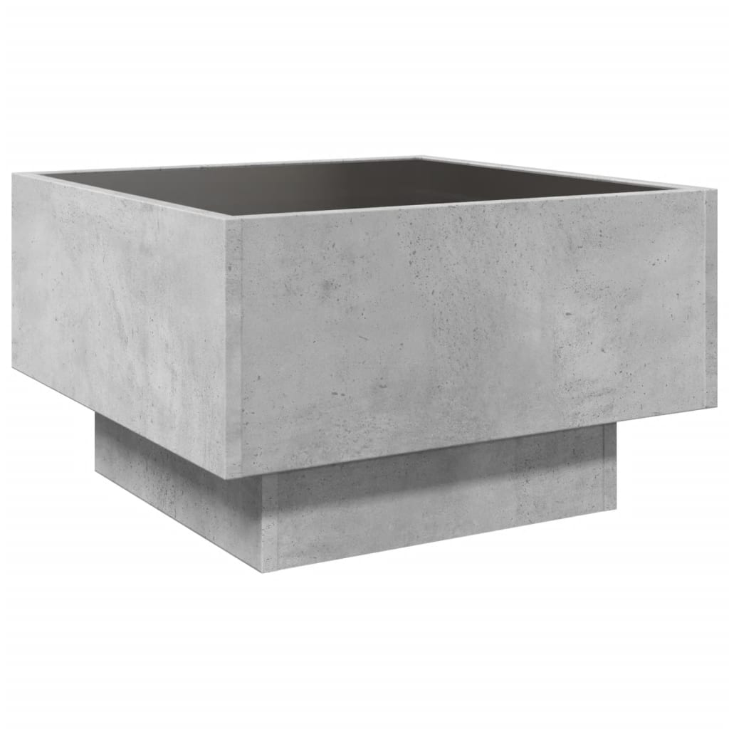 vidaXL Stolik kawowy z LED, szarość betonu, 50x50x30 cm