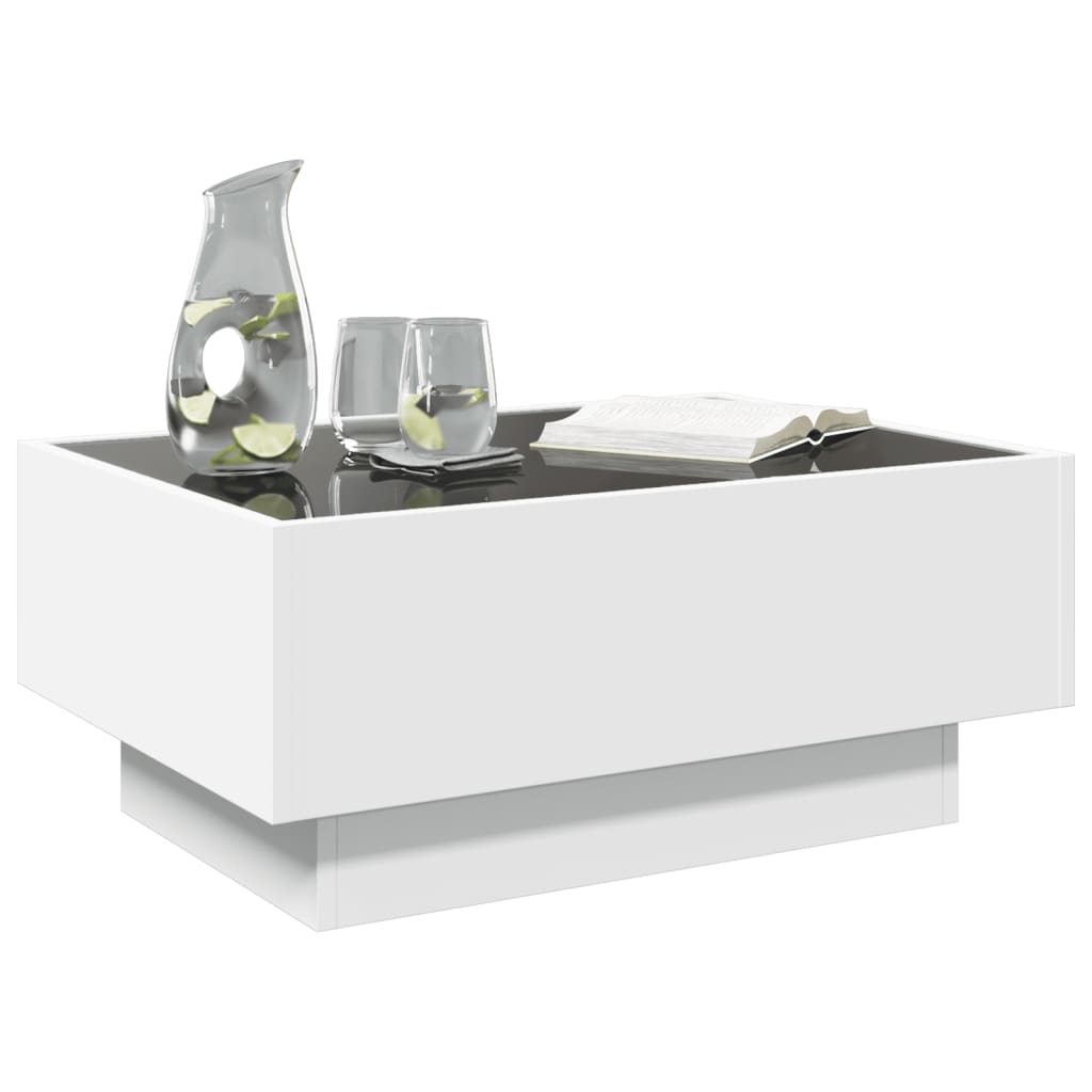 vidaXL Stolik kawowy z LED, biały, 70x50x30cm, materiał drewnopochodny