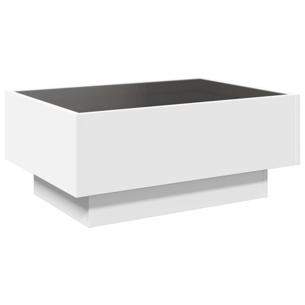 vidaXL Stolik kawowy z LED, biały, 70x50x30cm, materiał drewnopochodny