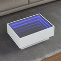 vidaXL Stolik kawowy z LED, biały, 70x50x30cm, materiał drewnopochodny