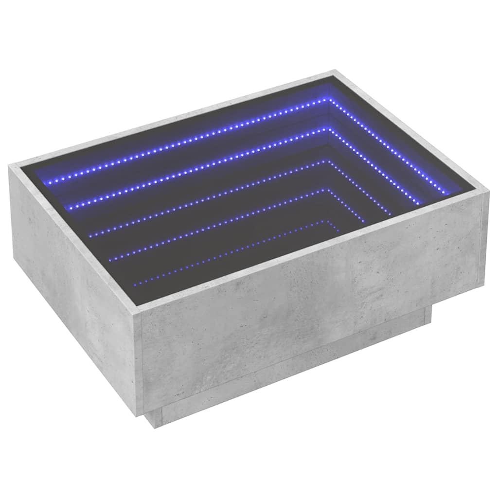 vidaXL Stolik kawowy z LED, szarość betonu, 70x50x30 cm