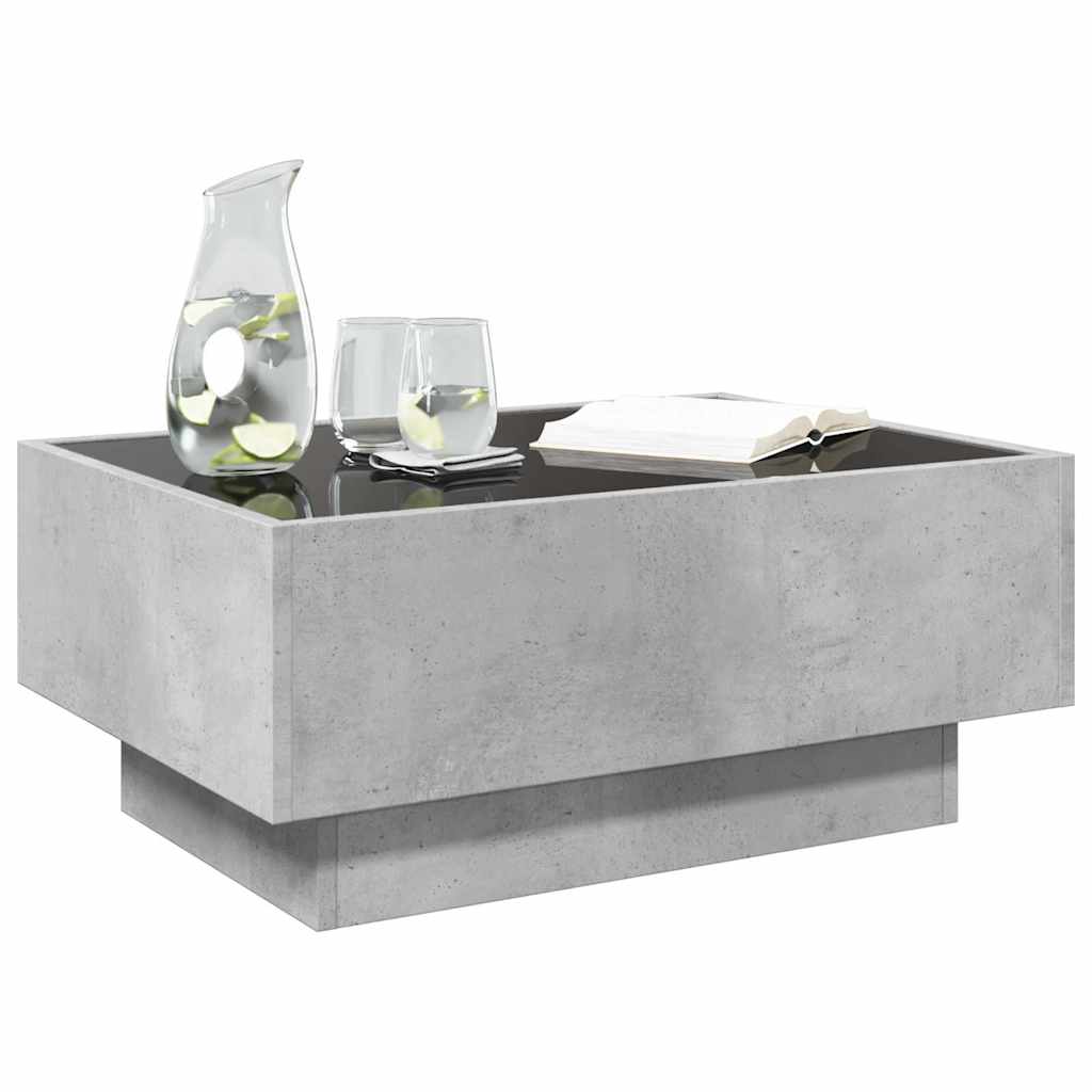 vidaXL Stolik kawowy z LED, szarość betonu, 70x50x30 cm