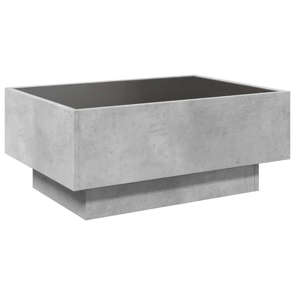vidaXL Stolik kawowy z LED, szarość betonu, 70x50x30 cm