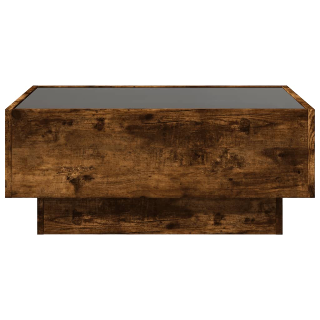 vidaXL Stolik kawowy z LED, przydymiony dąb, 70x50x30 cm