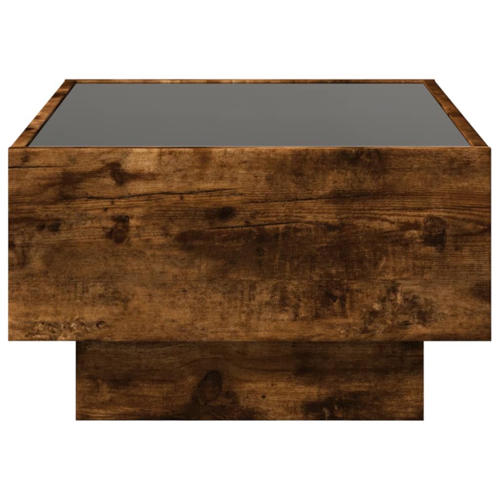 vidaXL Stolik kawowy z LED, przydymiony dąb, 70x50x30 cm