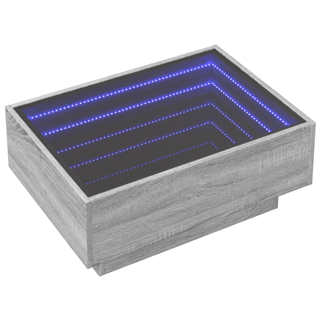 vidaXL Stolik kawowy z LED, szary dąb sonoma, 70x50x30 cm