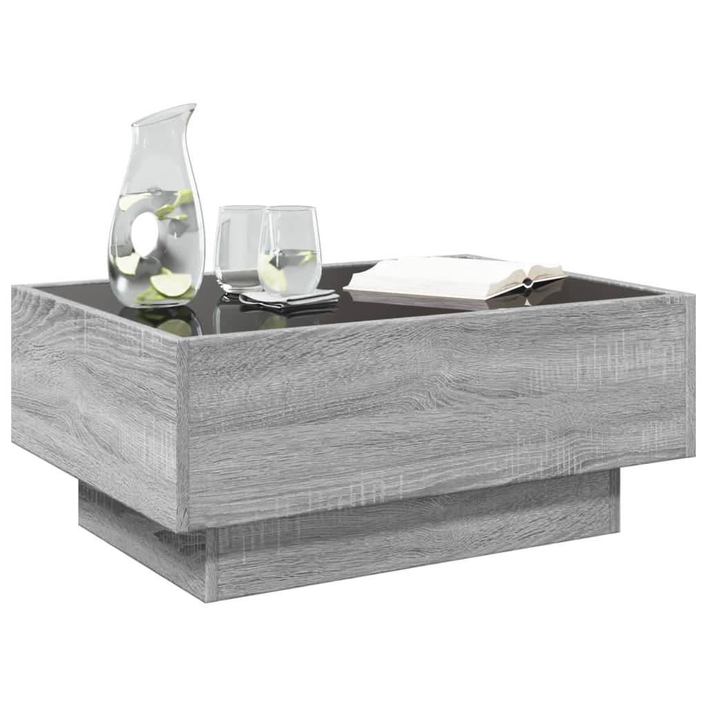 vidaXL Stolik kawowy z LED, szary dąb sonoma, 70x50x30 cm