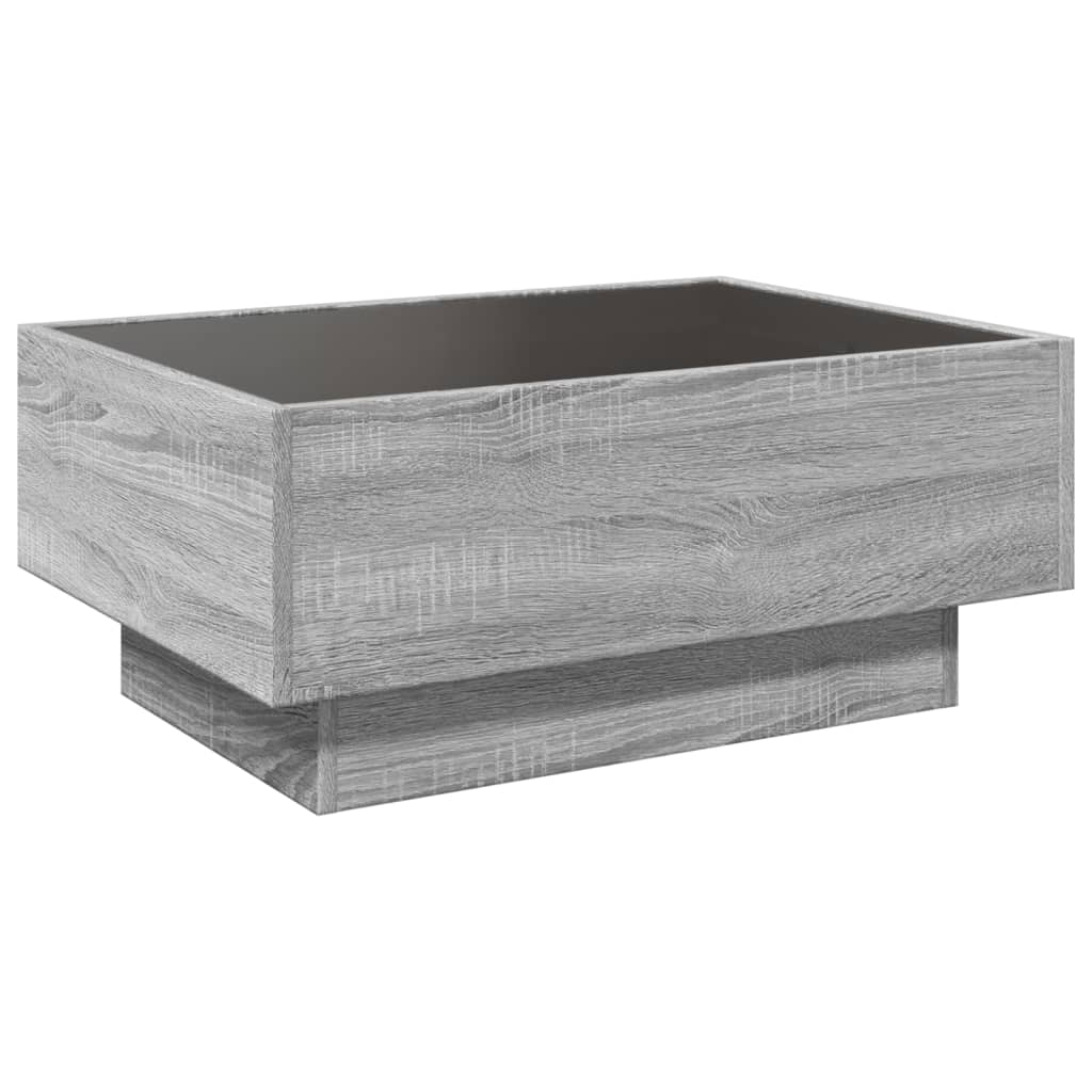 vidaXL Stolik kawowy z LED, szary dąb sonoma, 70x50x30 cm