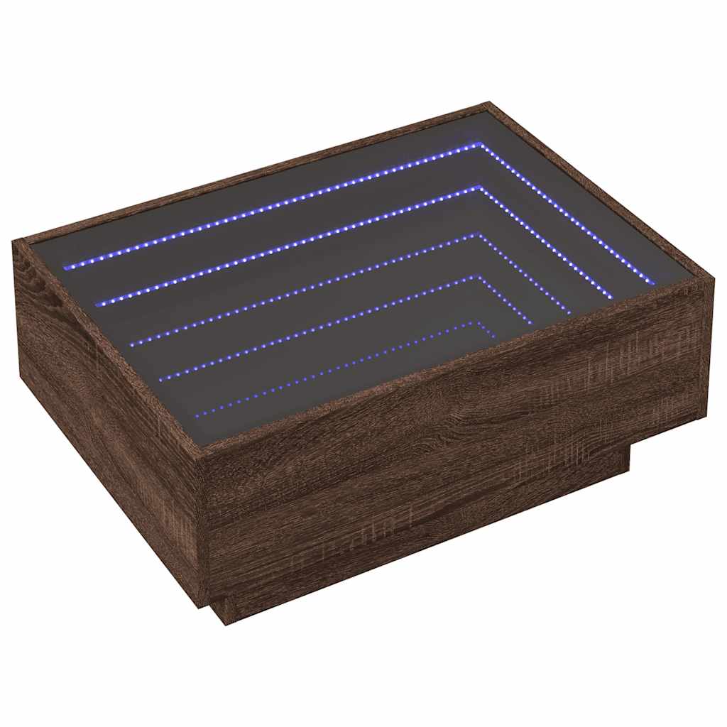 vidaXL Stolik kawowy z LED, brązowy dąb, 70x50x30 cm