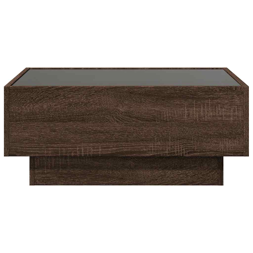 vidaXL Stolik kawowy z LED, brązowy dąb, 70x50x30 cm