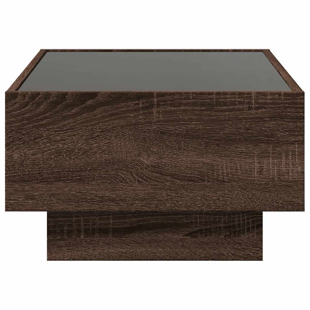 vidaXL Stolik kawowy z LED, brązowy dąb, 70x50x30 cm