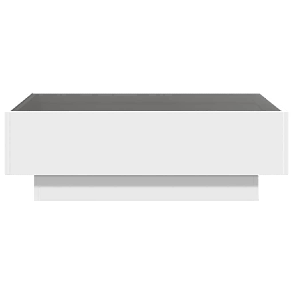 vidaXL Stolik kawowy z LED, biały, 90x50x30cm, materiał drewnopochodny