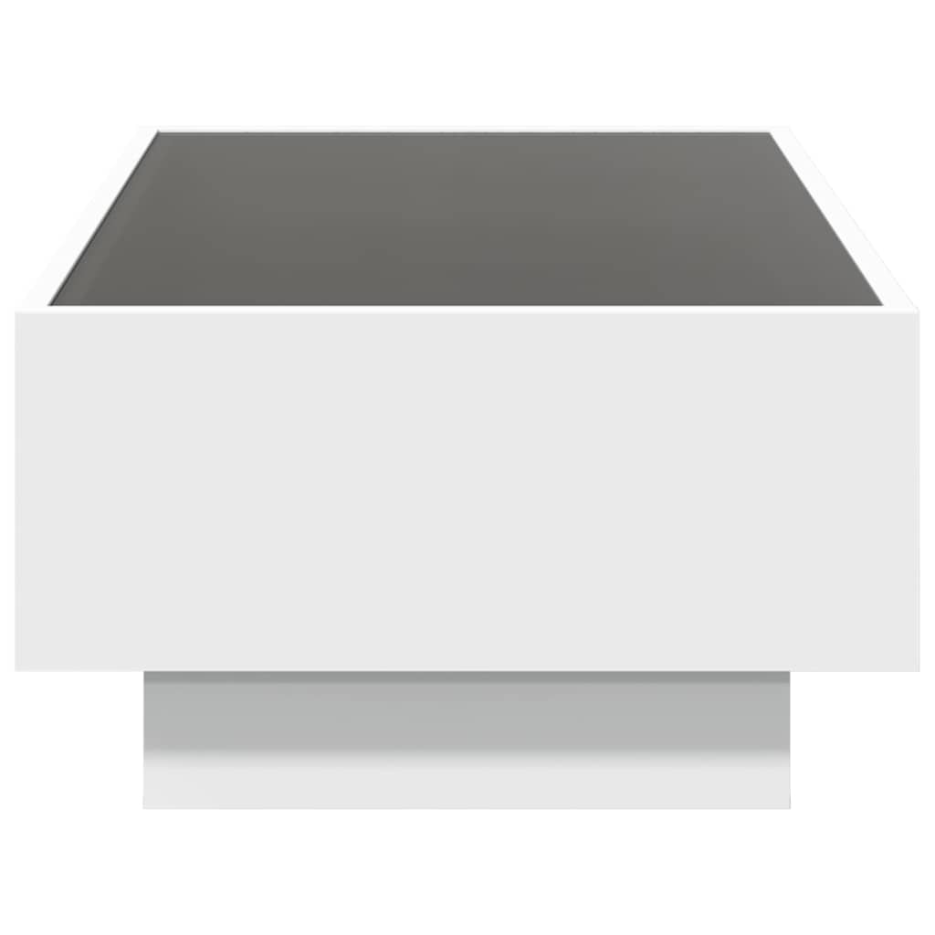 vidaXL Stolik kawowy z LED, biały, 90x50x30cm, materiał drewnopochodny