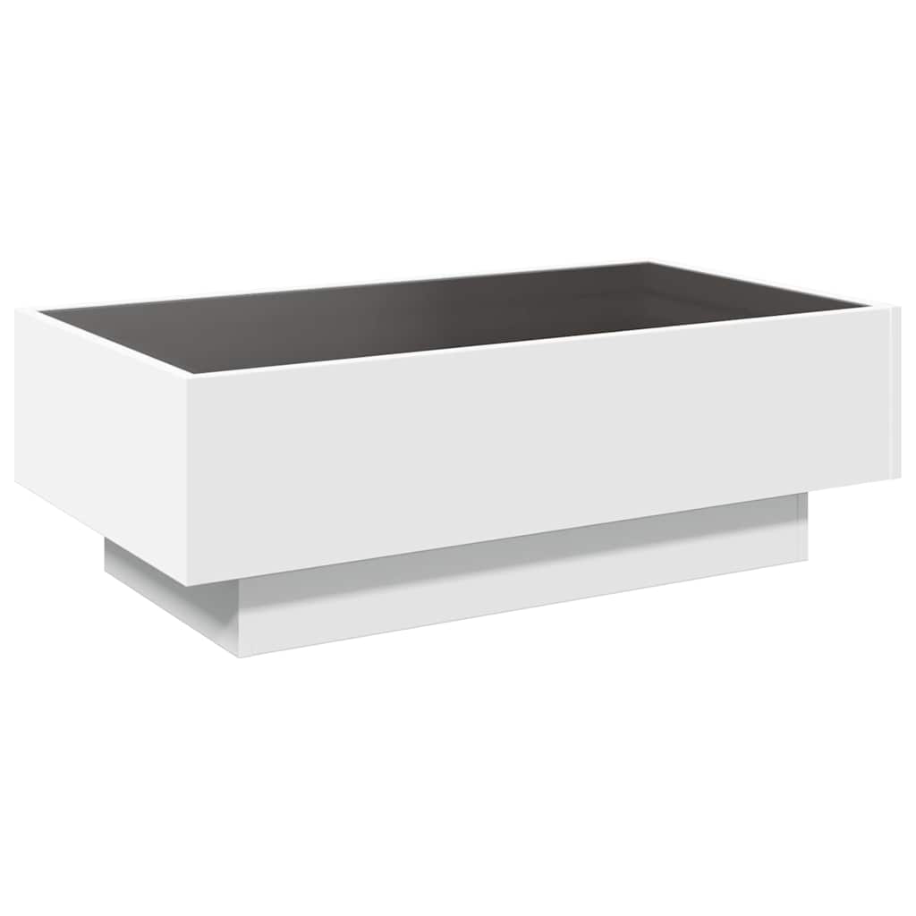 vidaXL Stolik kawowy z LED, biały, 90x50x30cm, materiał drewnopochodny