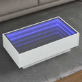 vidaXL Stolik kawowy z LED, biały, 90x50x30cm, materiał drewnopochodny