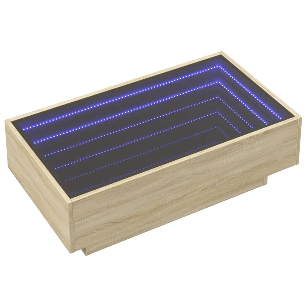 vidaXL Stolik kawowy z LED, dąb sonoma, 90x50x30 cm