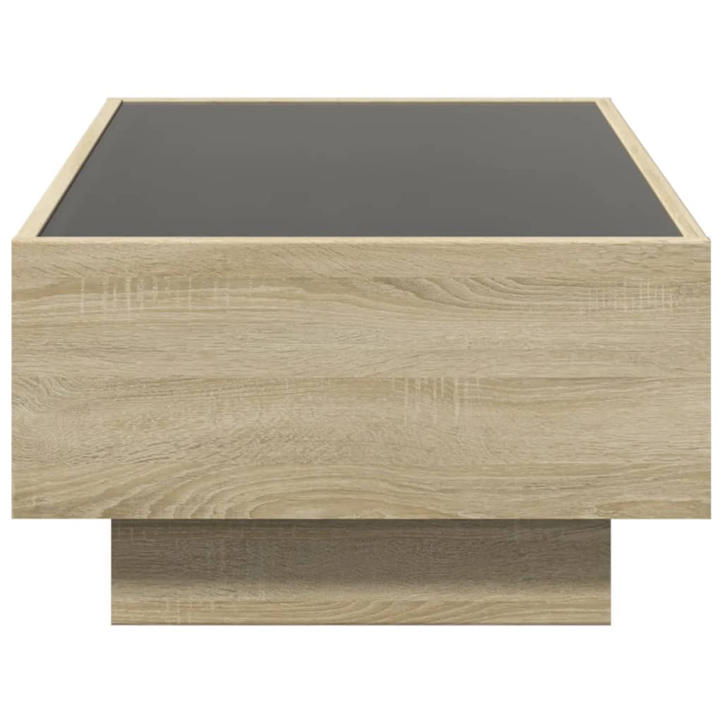 vidaXL Stolik kawowy z LED, dąb sonoma, 90x50x30 cm