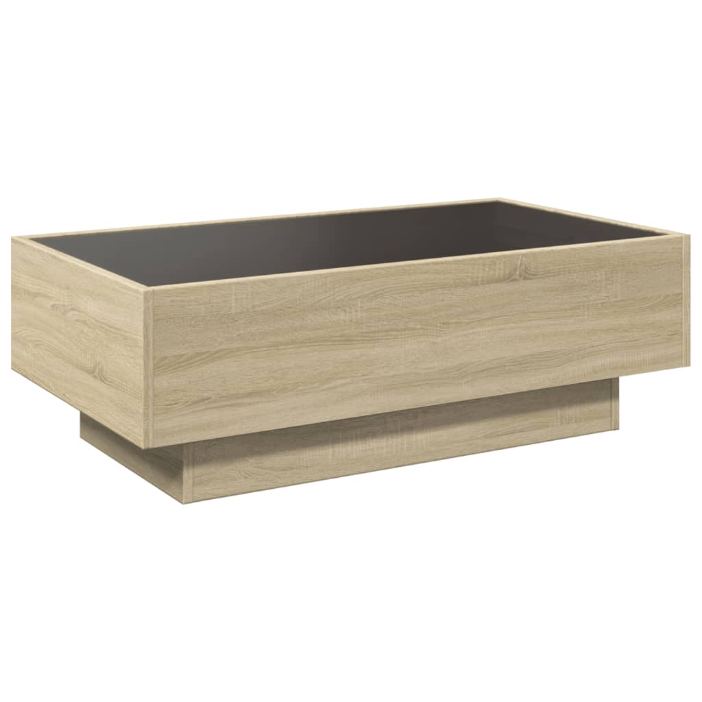 vidaXL Stolik kawowy z LED, dąb sonoma, 90x50x30 cm