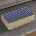 vidaXL Stolik kawowy z LED, dąb sonoma, 90x50x30 cm