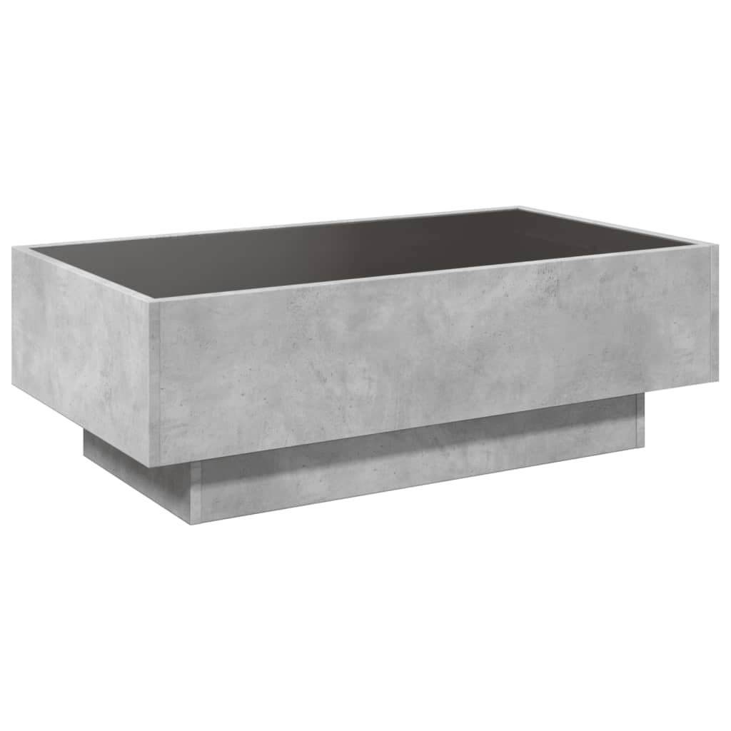vidaXL Stolik kawowy z LED, szarość betonu, 90x50x30 cm