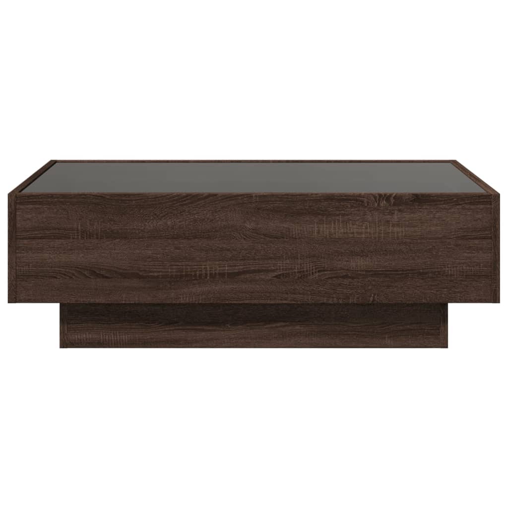 vidaXL Stolik kawowy z LED, brązowy dąb, 90x50x30 cm