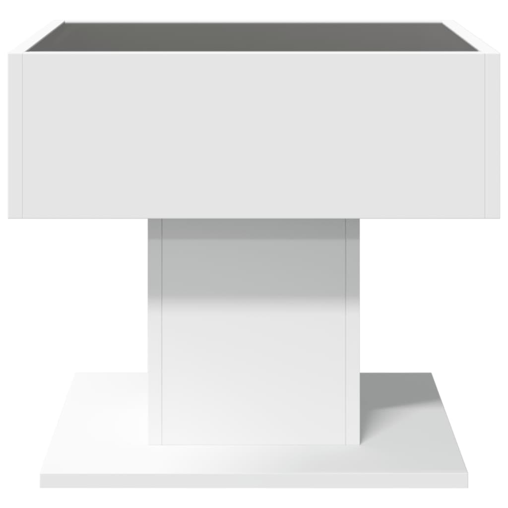 vidaXL Stolik kawowy z LED, biały 50x50x45 cm, materiał drewnopochodny
