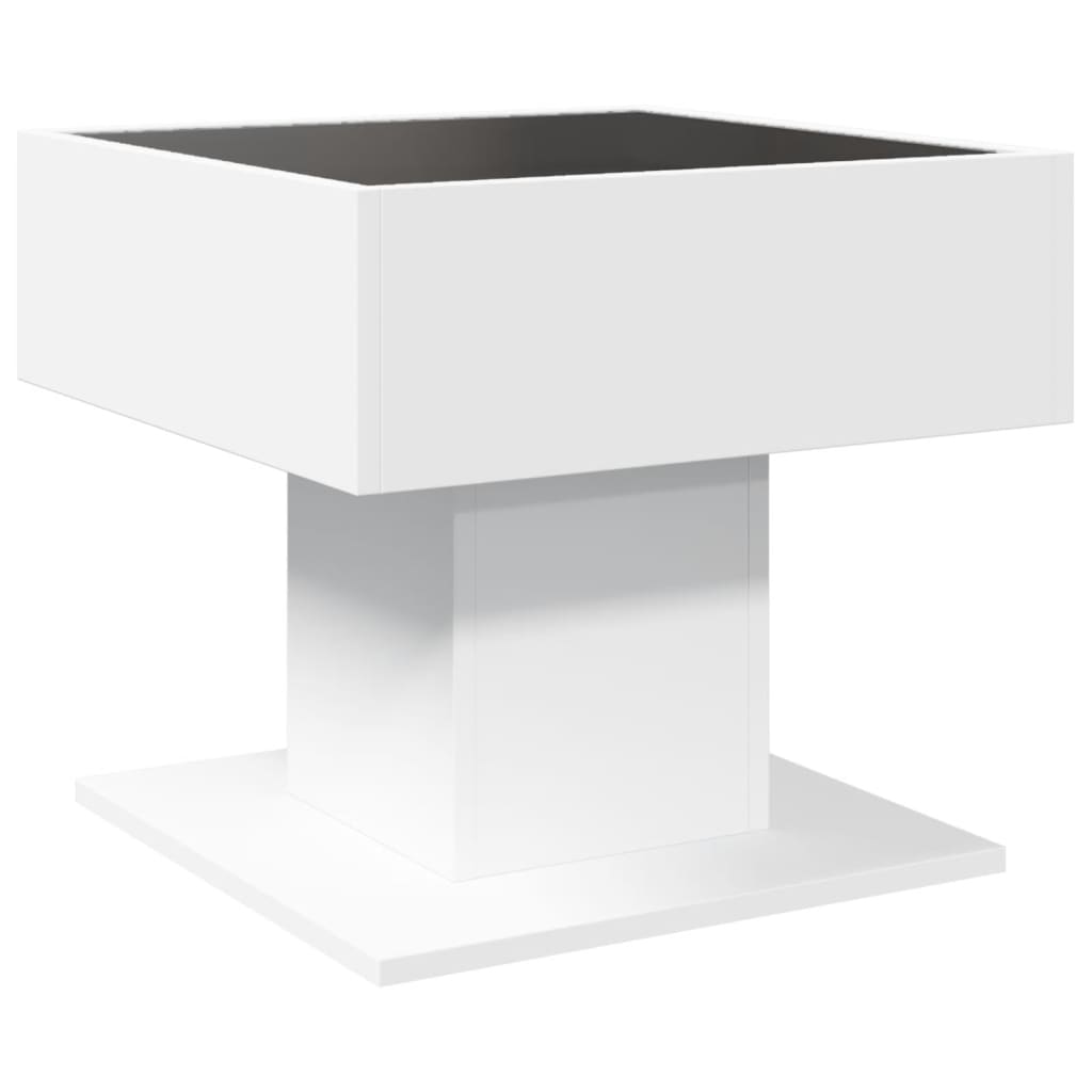 vidaXL Stolik kawowy z LED, biały 50x50x45 cm, materiał drewnopochodny