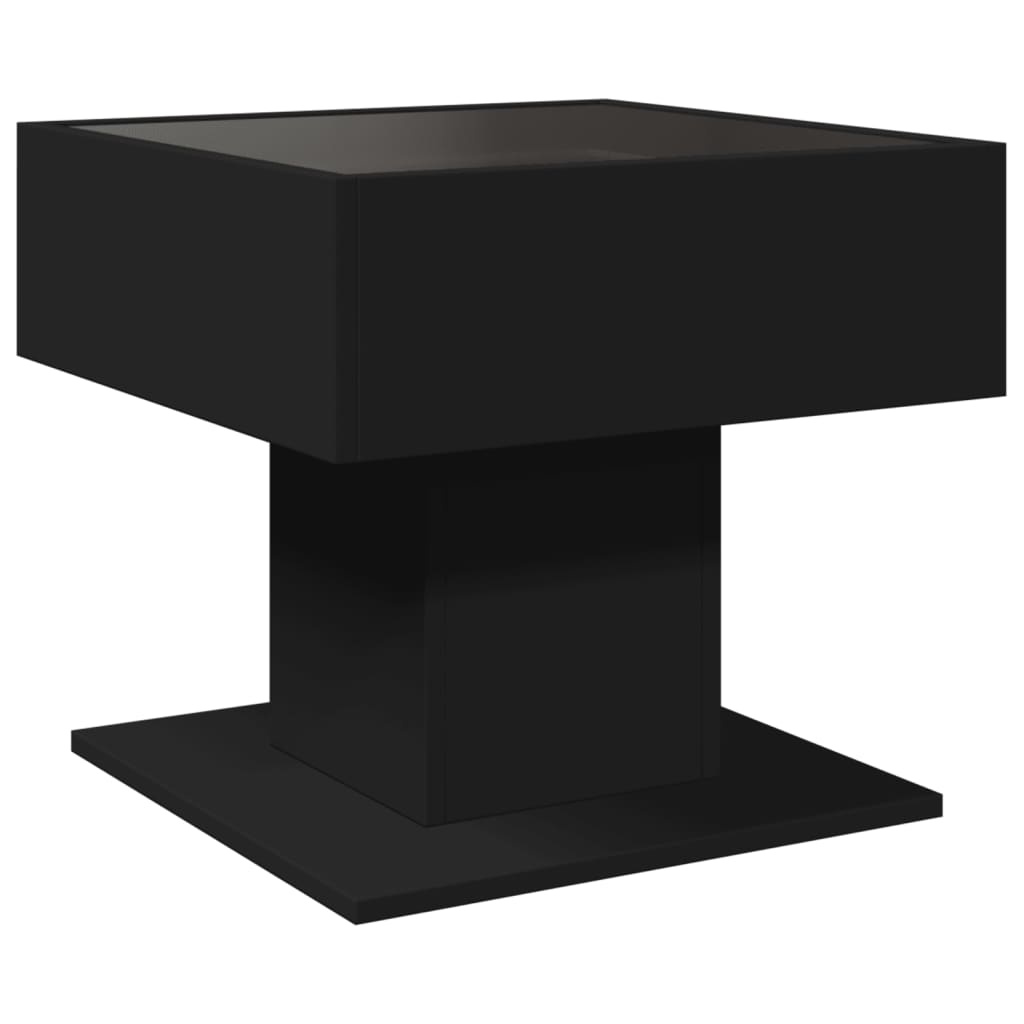 vidaXL Stolik kawowy z LED czarny 50x50x45 cm, materiał drewnopochodny