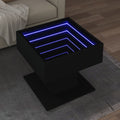 vidaXL Stolik kawowy z LED czarny 50x50x45 cm, materiał drewnopochodny