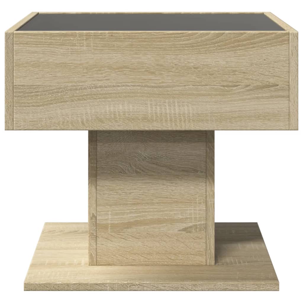 vidaXL Stolik kawowy z LED, dąb sonoma, 50x50x45 cm