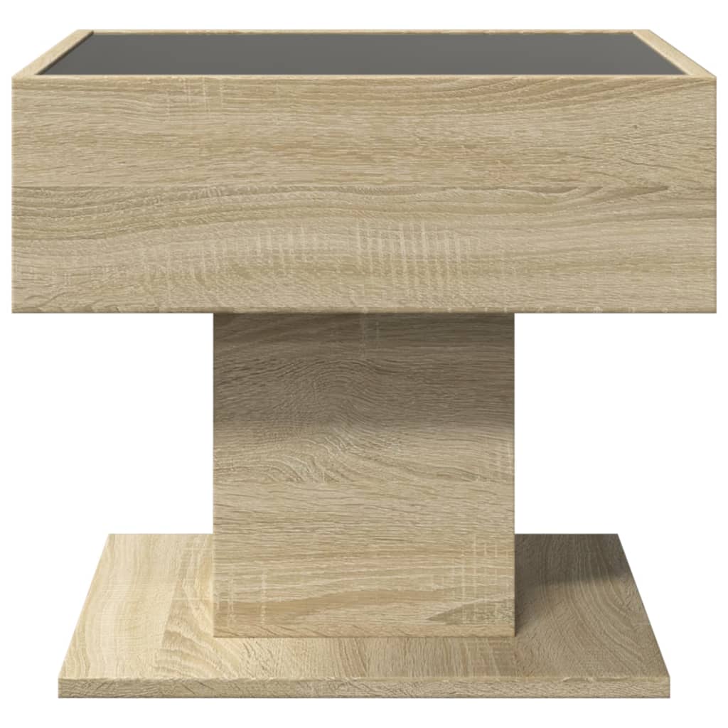 vidaXL Stolik kawowy z LED, dąb sonoma, 50x50x45 cm