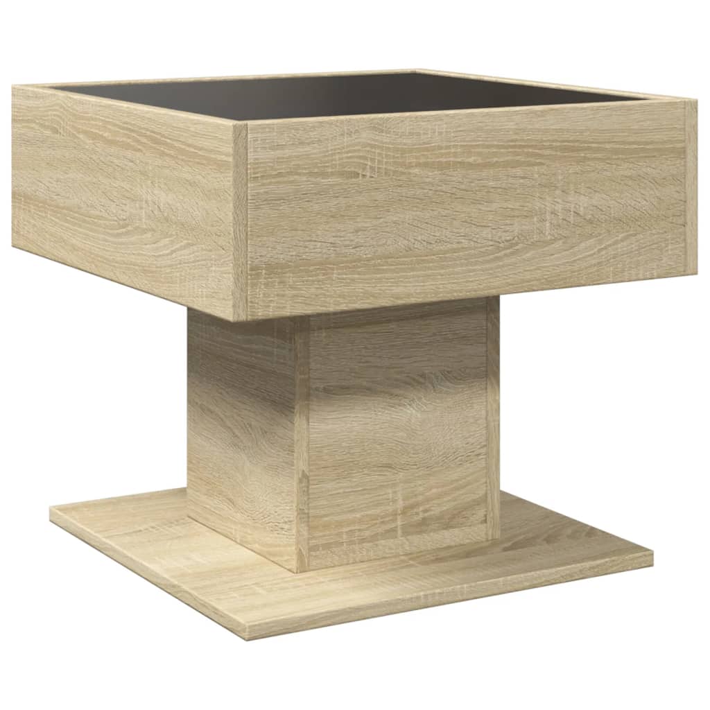 vidaXL Stolik kawowy z LED, dąb sonoma, 50x50x45 cm