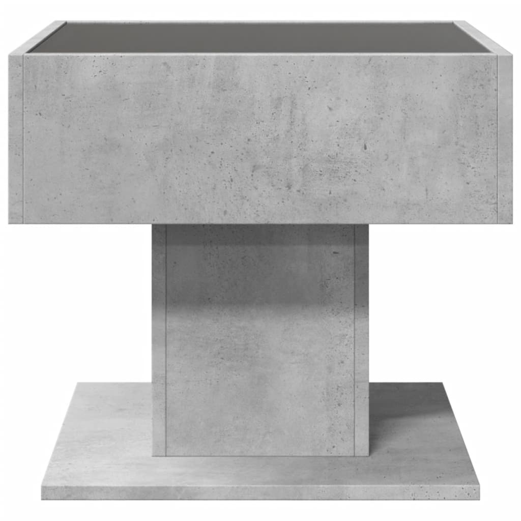 vidaXL Stolik kawowy z LED, szarość betonu, 50x50x45 cm