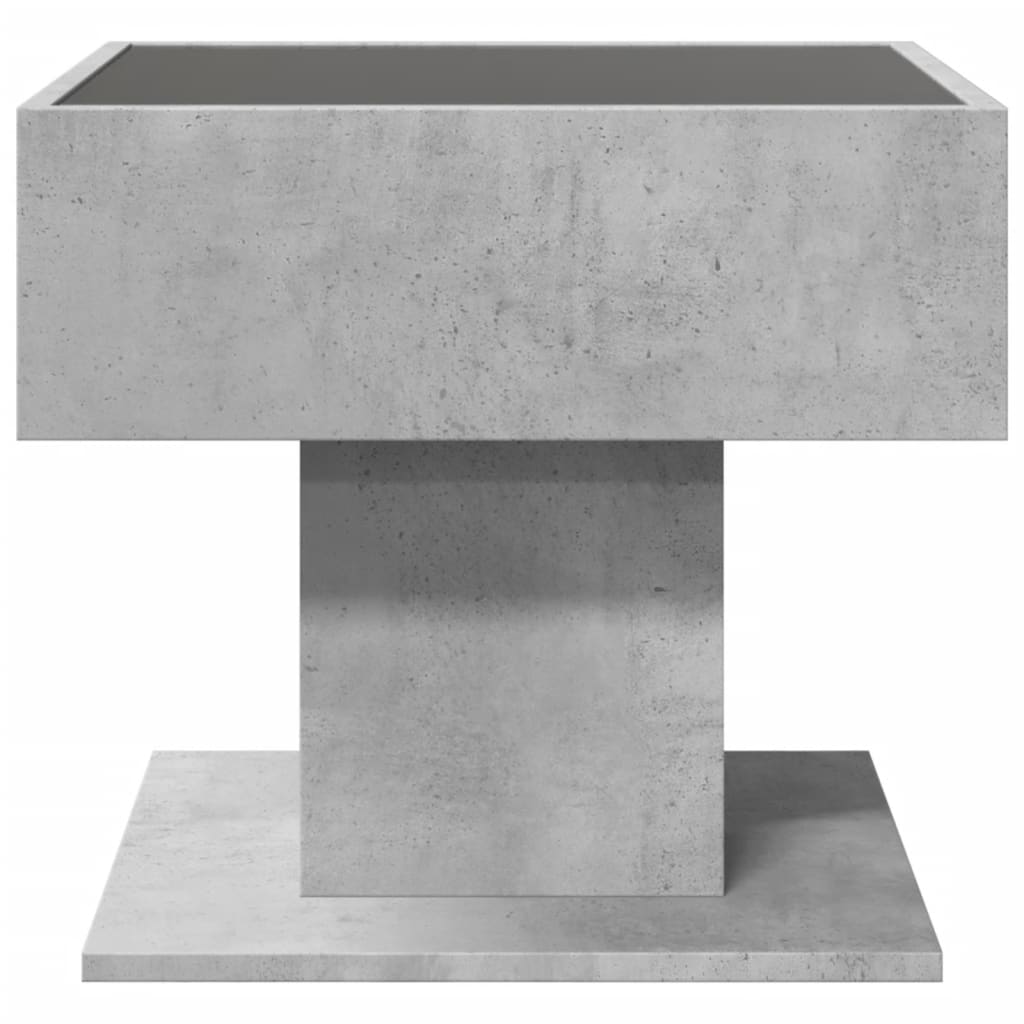 vidaXL Stolik kawowy z LED, szarość betonu, 50x50x45 cm