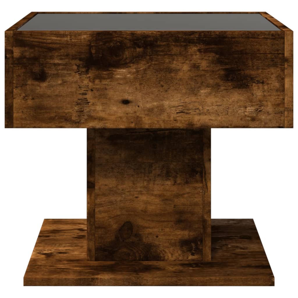 vidaXL Stolik kawowy z LED, opalany dąb, 50x50x45 cm