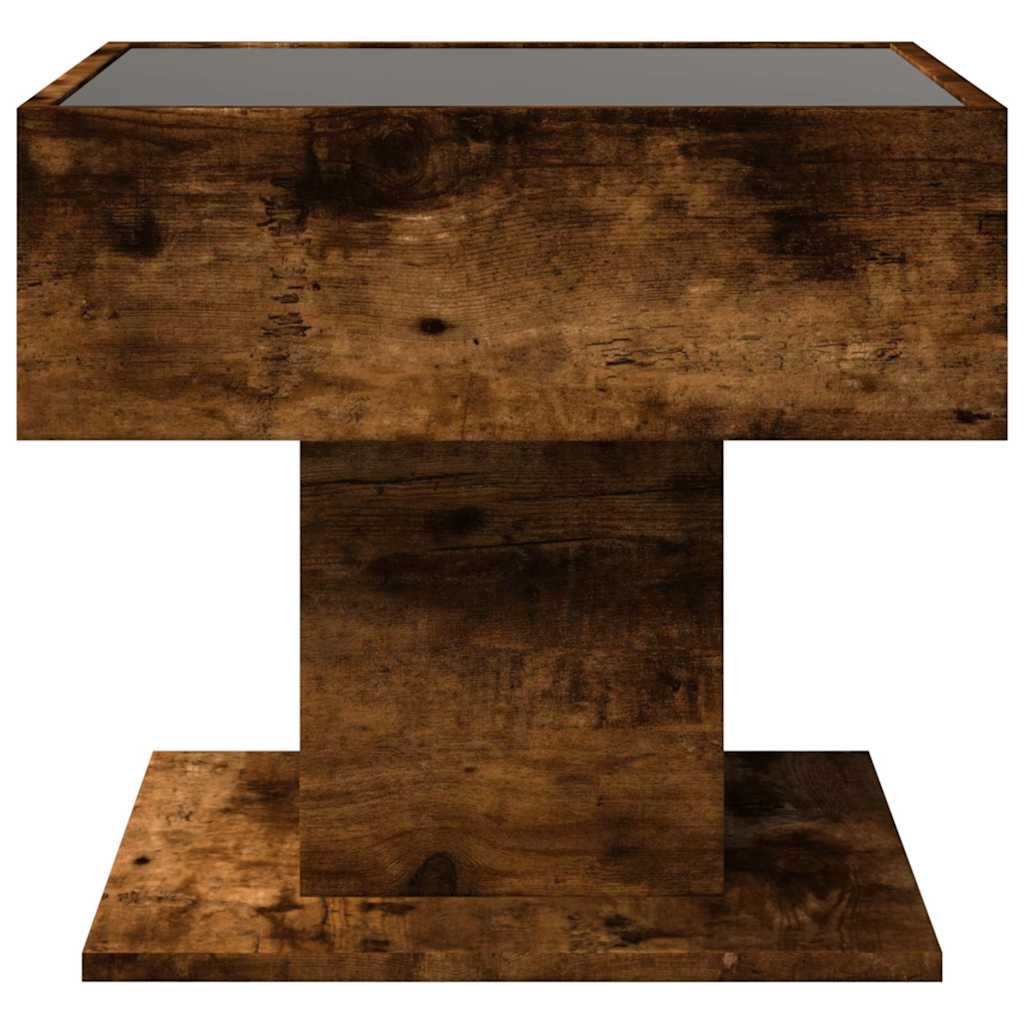 vidaXL Stolik kawowy z LED, opalany dąb, 50x50x45 cm