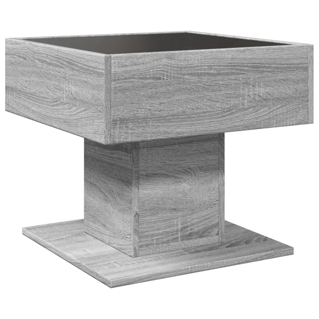 vidaXL Stolik kawowy z LED, szary dąb sonoma, 50x50x45 cm