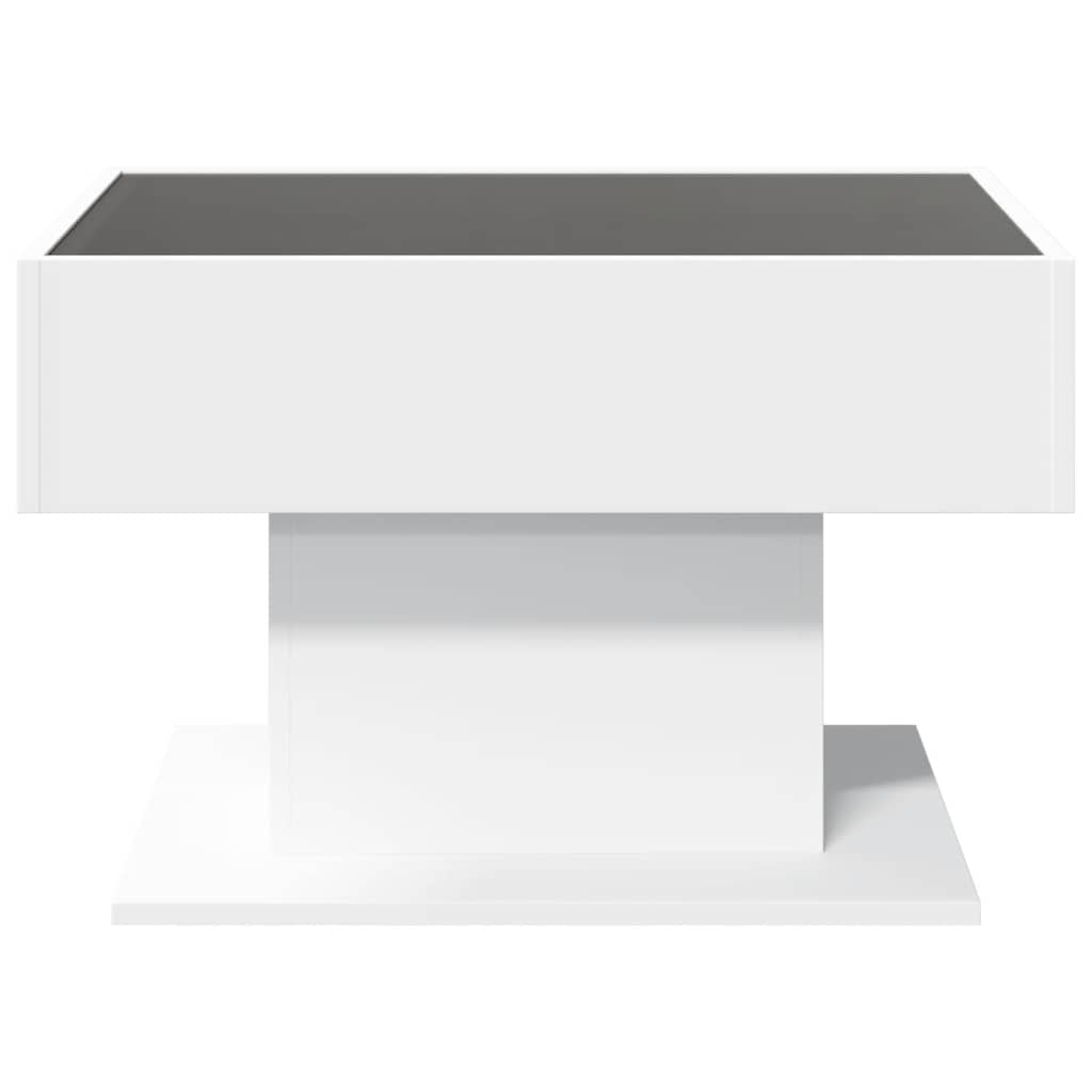 vidaXL Stolik kawowy z LED, biały, 70x50x45cm, materiał drewnopochodny
