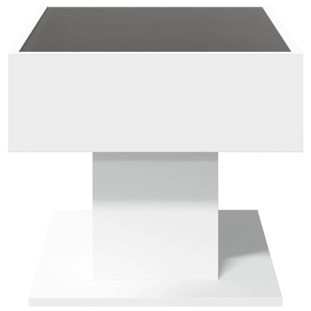 vidaXL Stolik kawowy z LED, biały, 70x50x45cm, materiał drewnopochodny