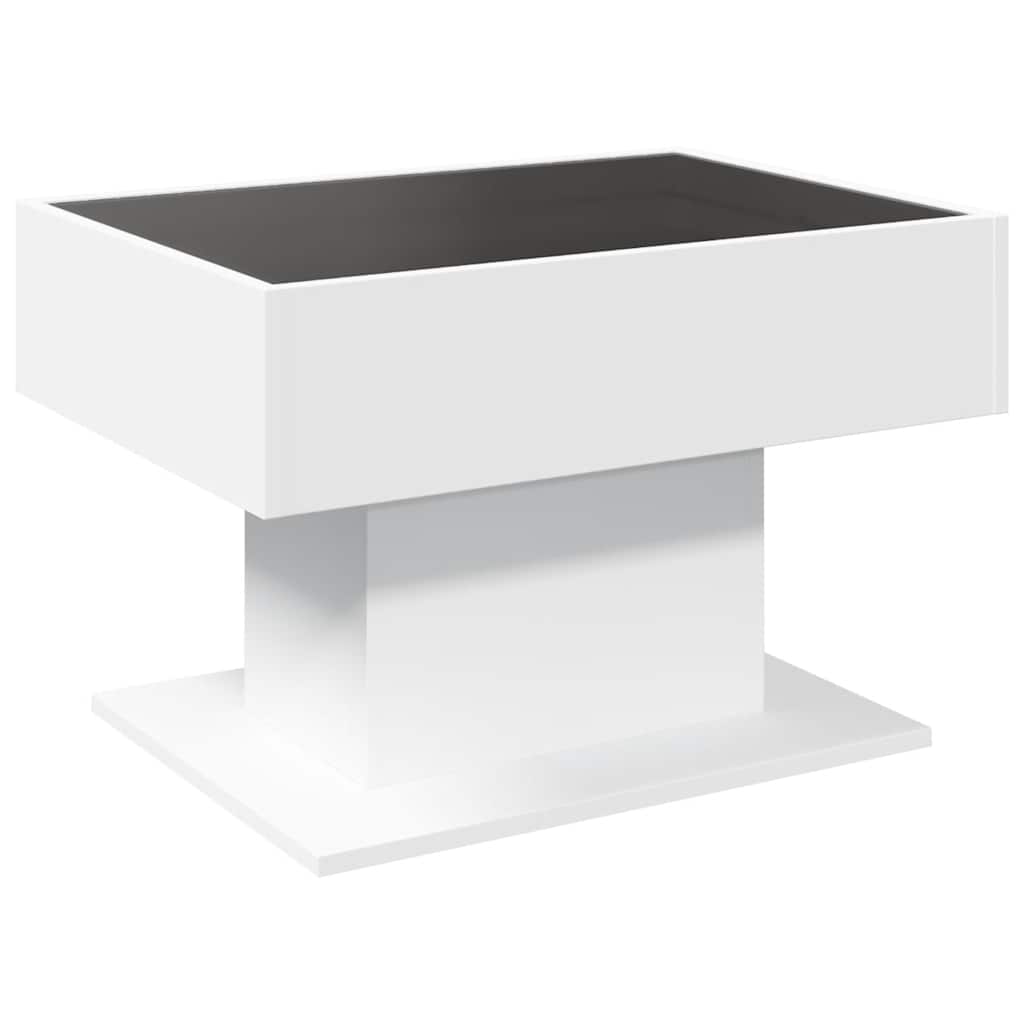 vidaXL Stolik kawowy z LED, biały, 70x50x45cm, materiał drewnopochodny